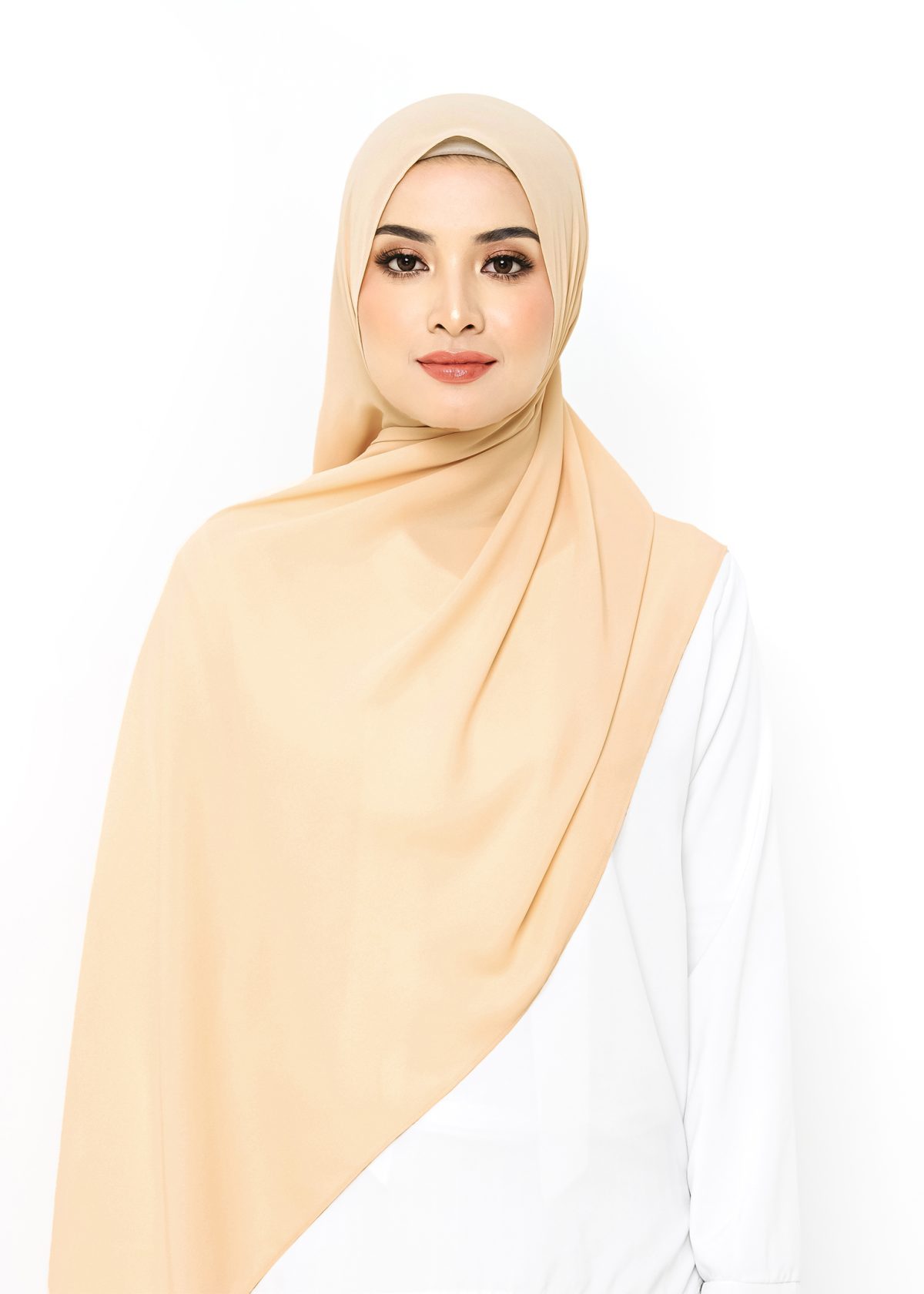 LEA Long Shawl Chiffon Plain in Beige