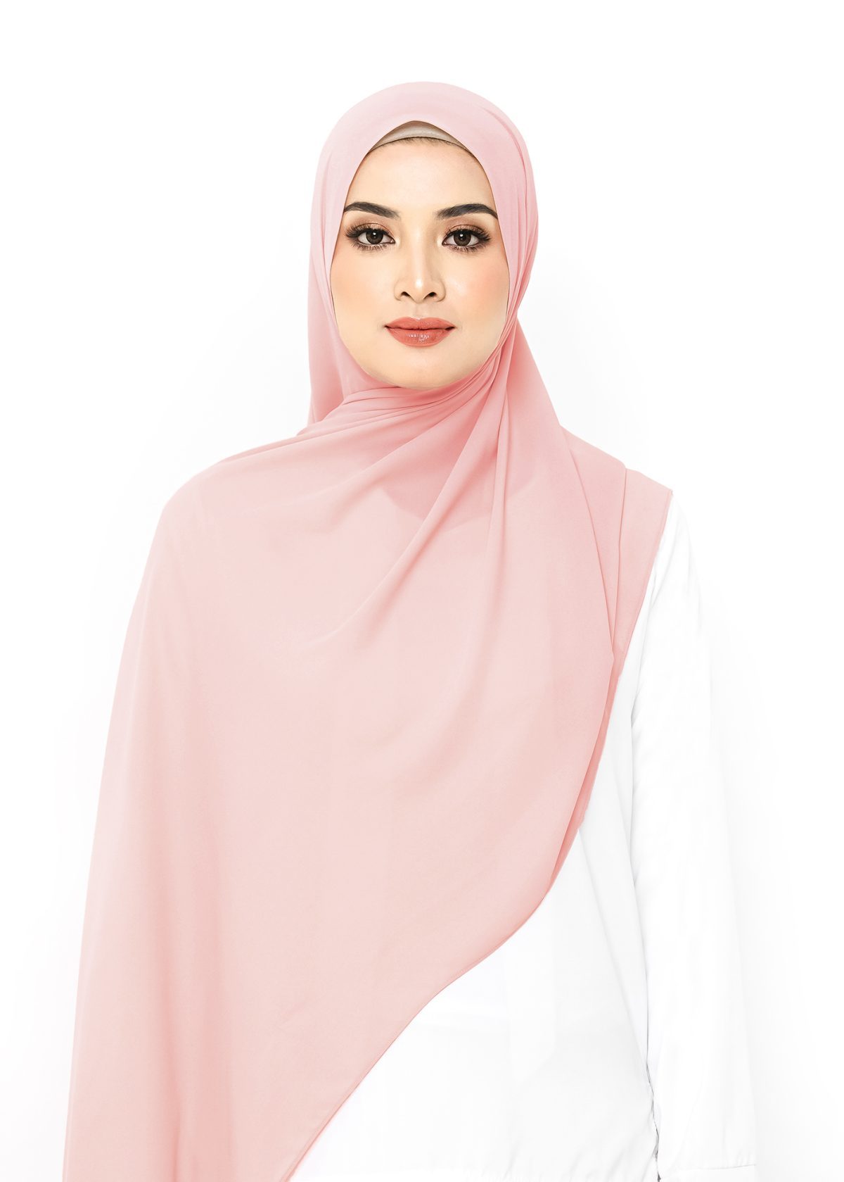 LEA Long Shawl Chiffon Plain in Soft Pink