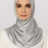 Anecdotte Reed Satin Shawl Silver Grey Front