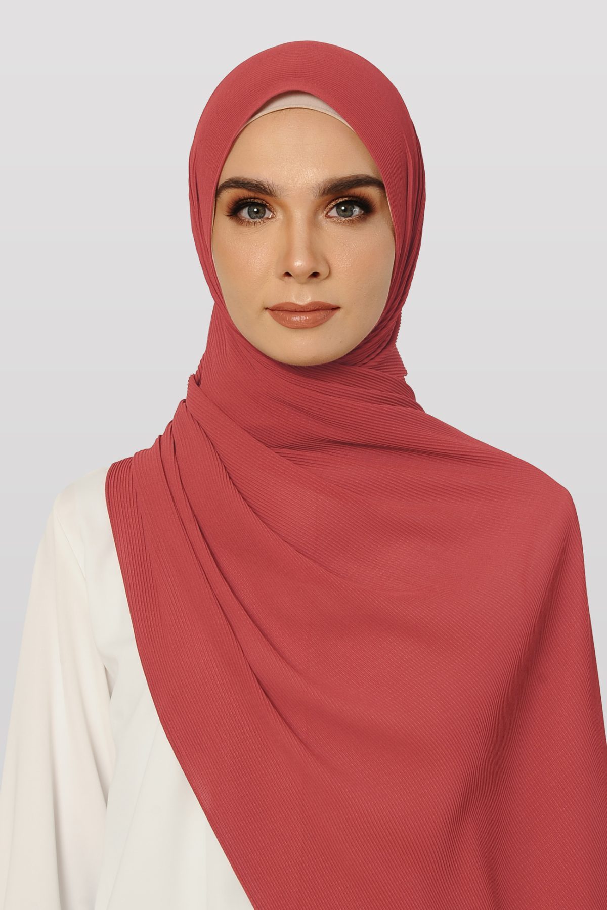 Faith Pleated Shawl Berry Red