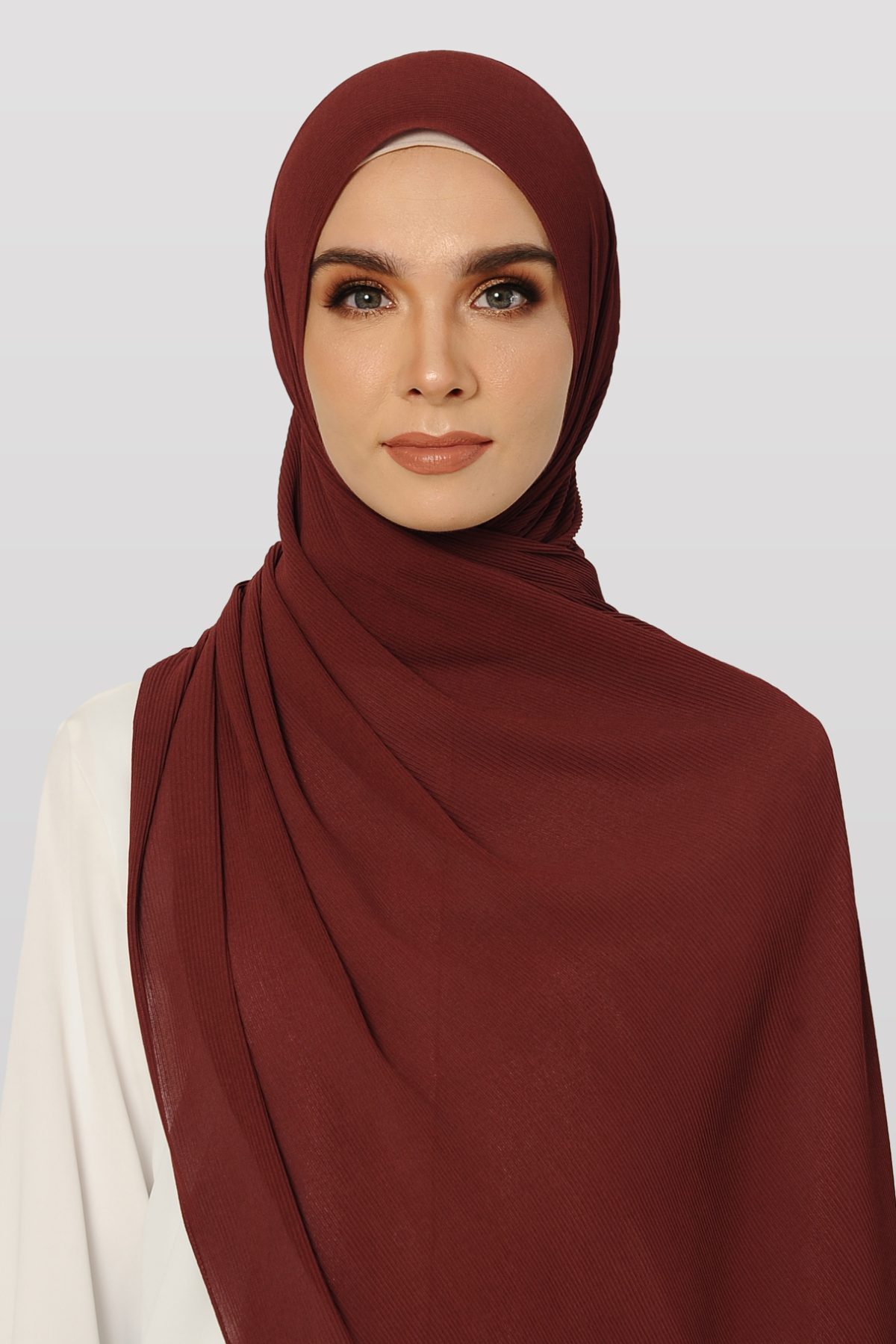 Faith Pleated Shawl_Maroon