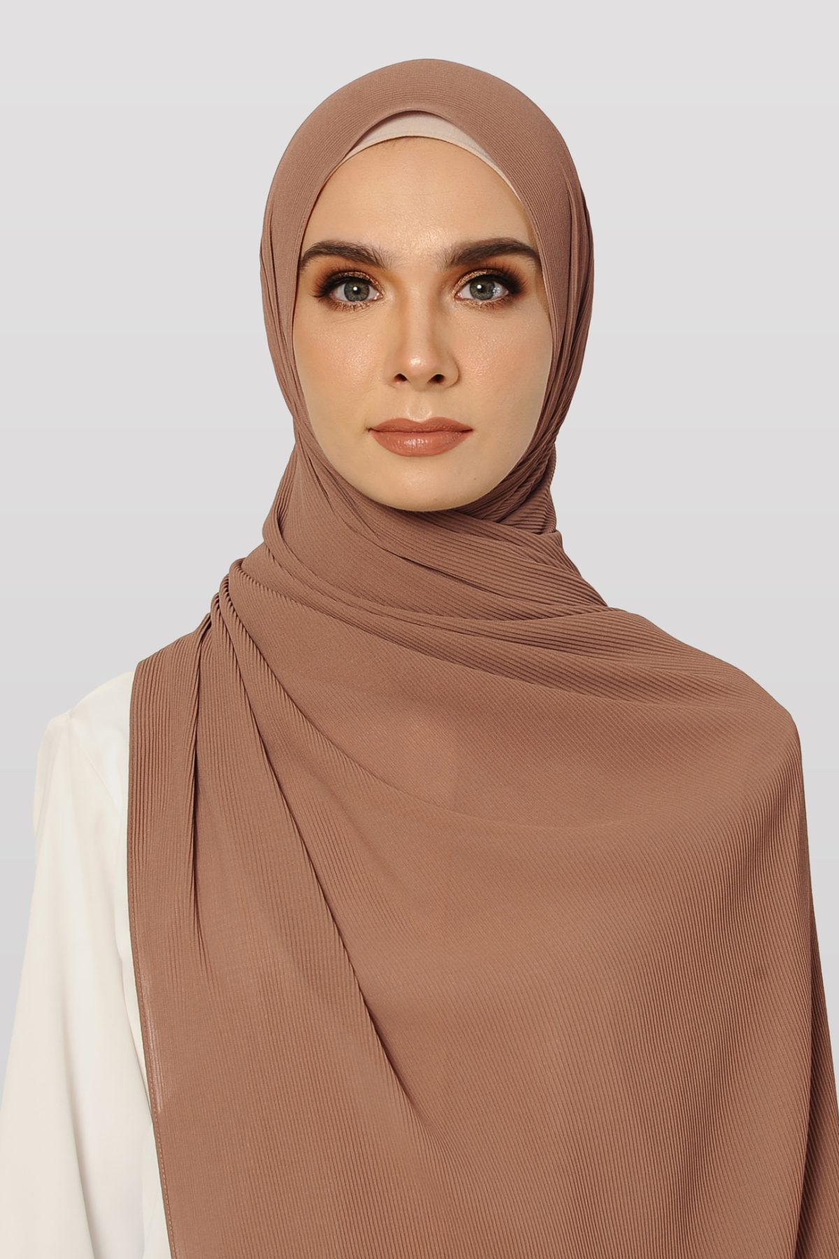 Faith Pleated Shawl_Mocha