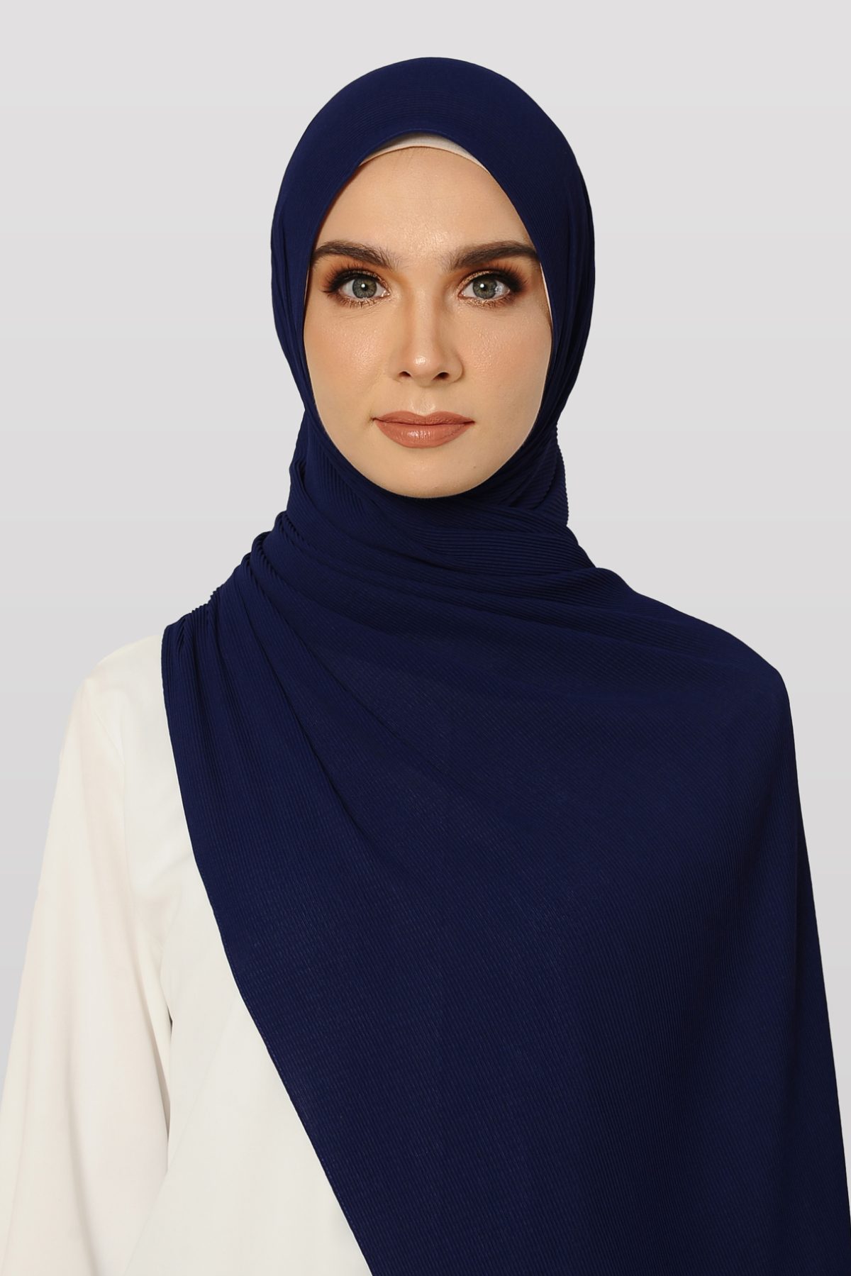 Faith Pleated Shawl_Navy Blue