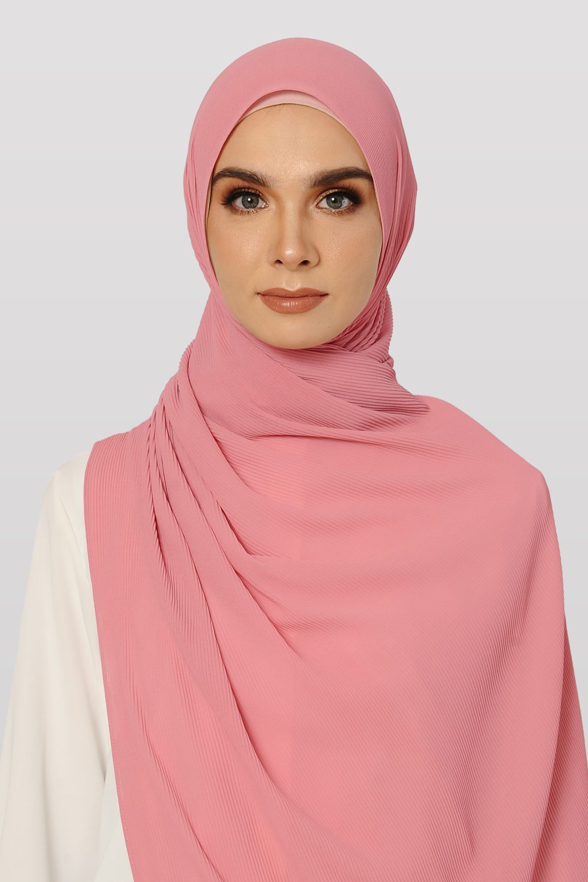 Faith Pleated Shawl_Rose Pink