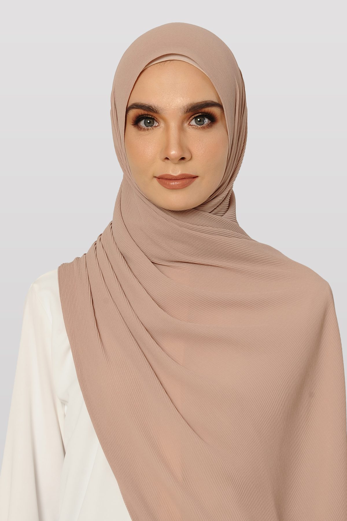 Faith Pleated Shawl_Sandy Brown