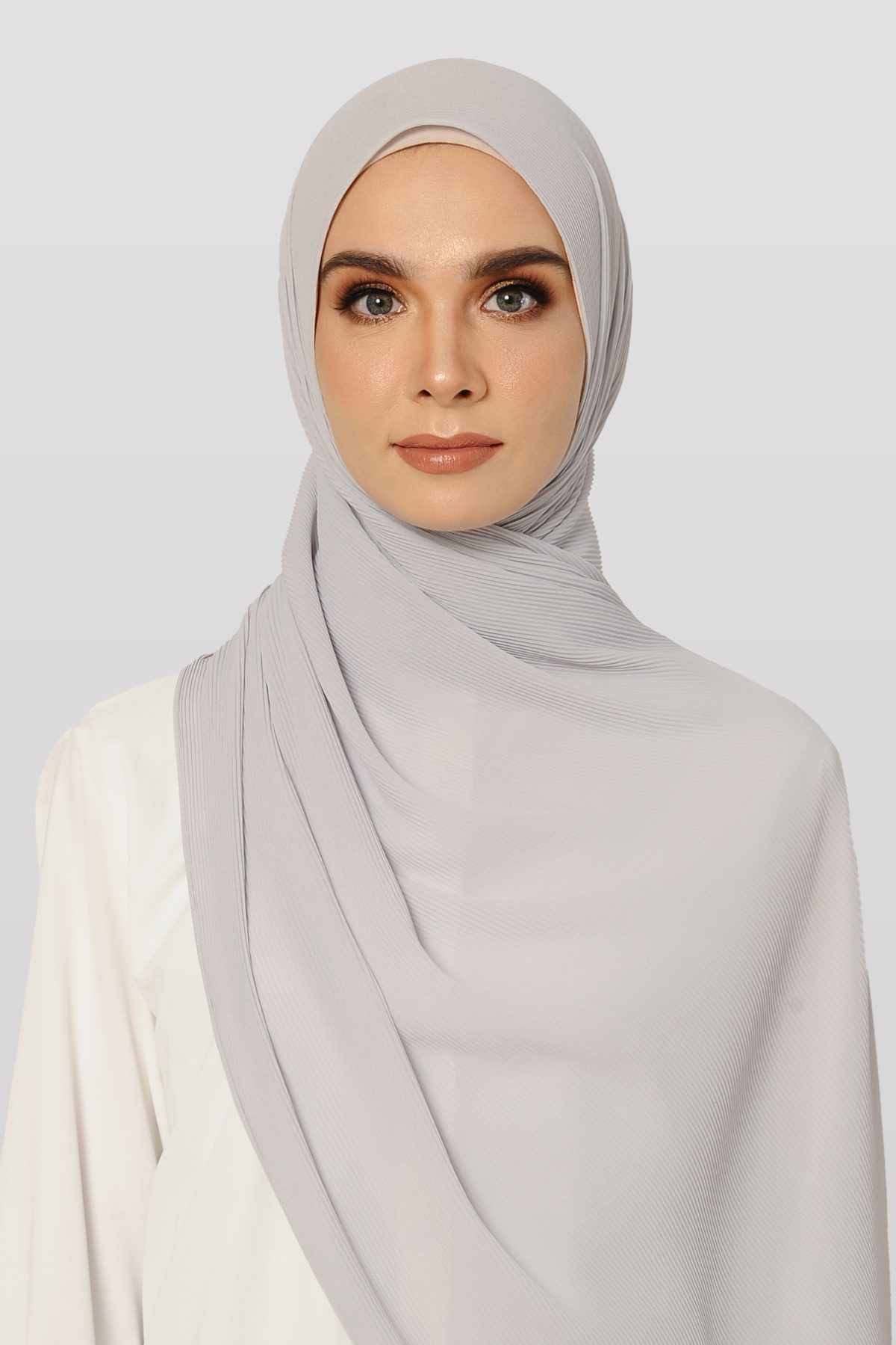 Faith Pleated Shawl_Silver Grey