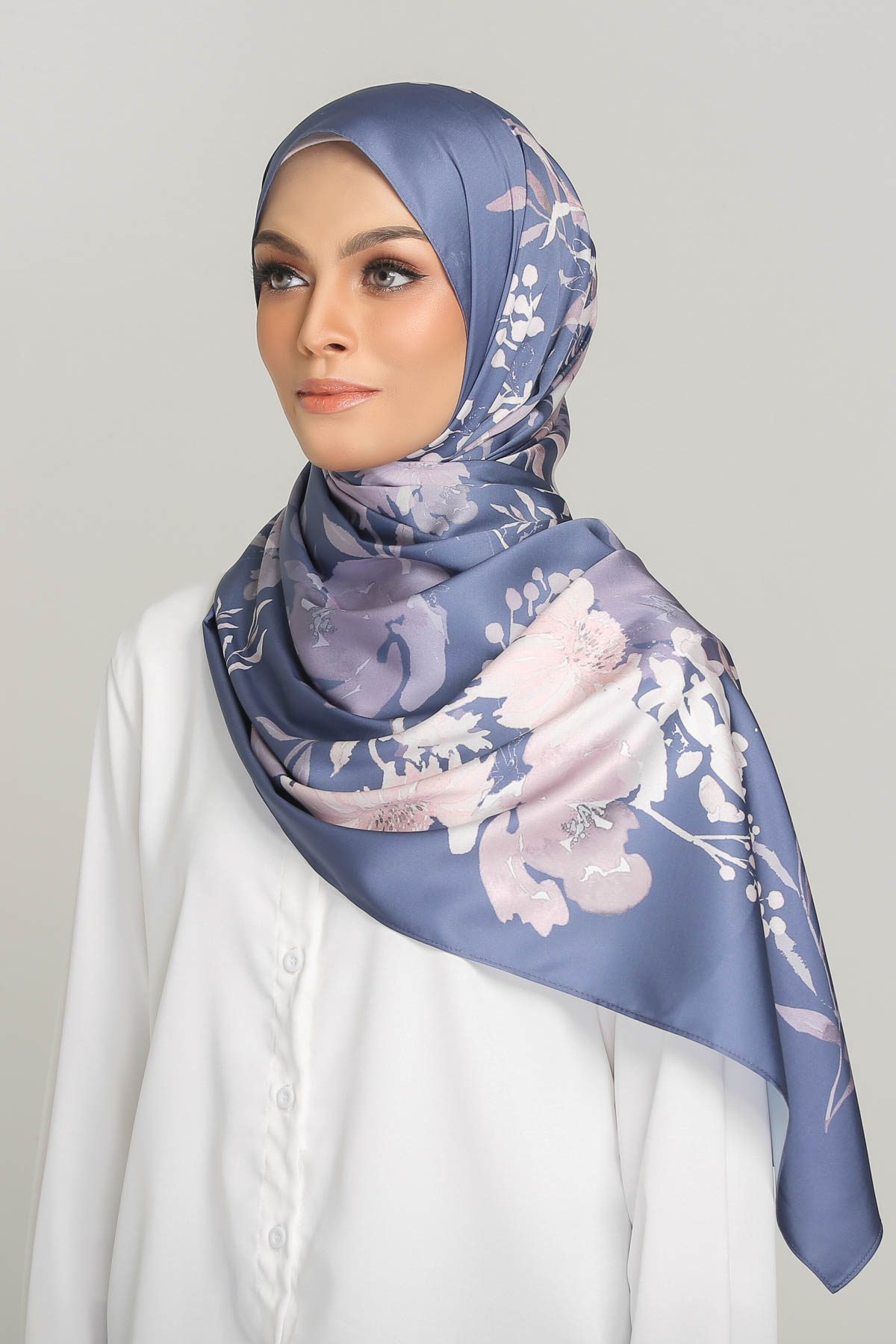 Anecdotte-Meadow-Chryseis-Satin-Shawl-Midnight-Blue-Left