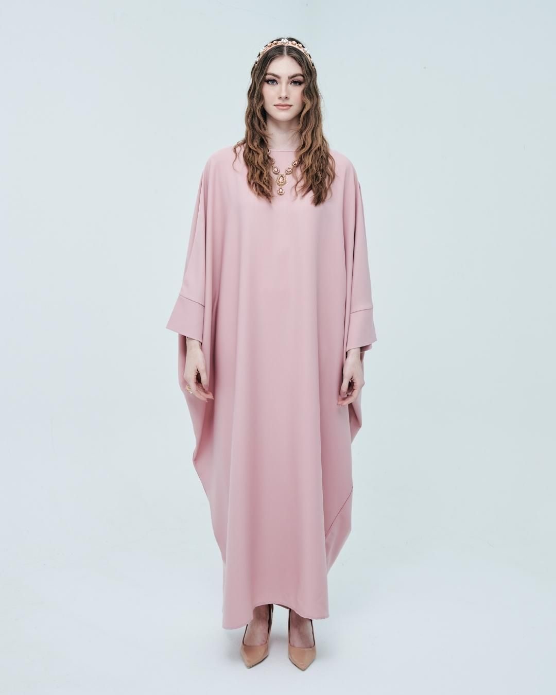 CHLOE Jubah Kaftan Rose Pink Front