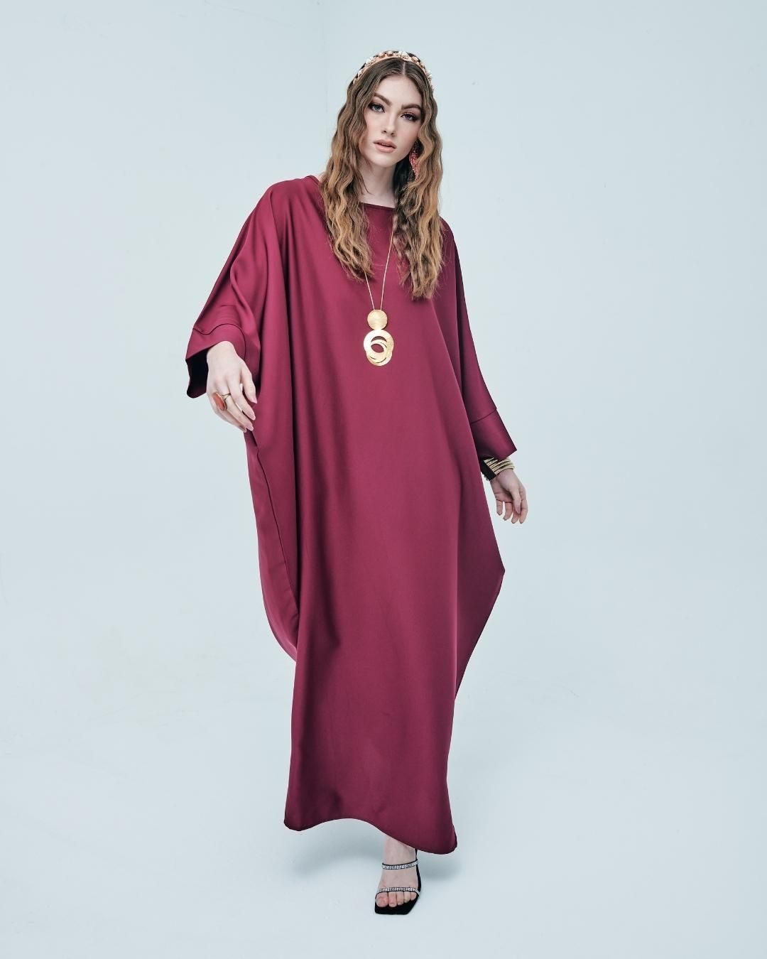 CHLOE Kaftan Satin Poly-Mix in Maroon