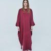 CLARISSE Jubah Kaftan Maroon Front