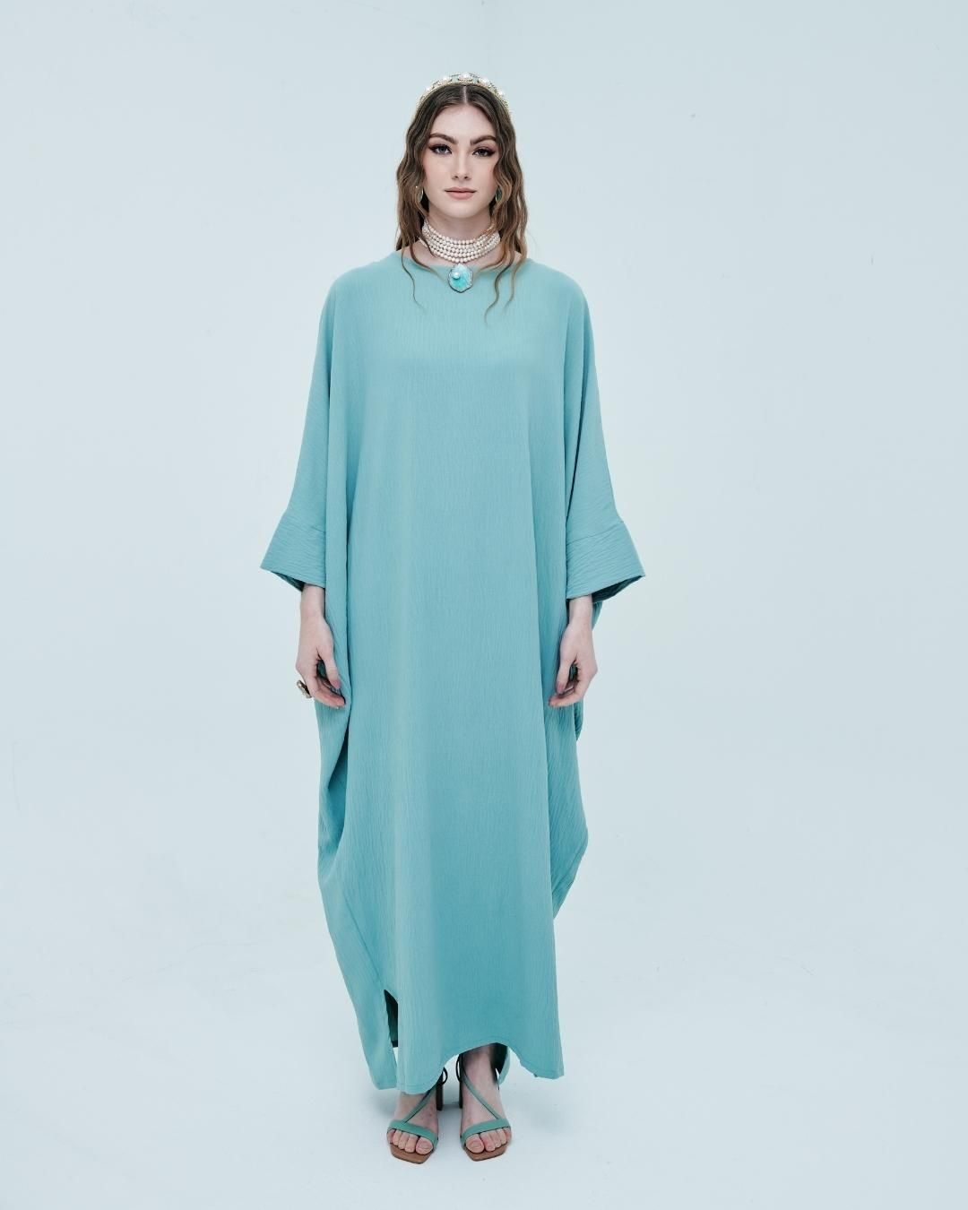 CLARISSE Jubah Kaftan Mint Green Front