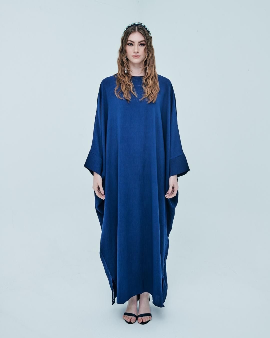 CLARISSE Jubah Kaftan Navy Blue Front