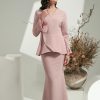 EVERLY Kurung Peplum Woven Stretchable Cotton Dusty Pink Front