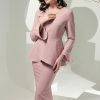 EVERLY Kurung Peplum Woven Stretchable Cotton Dusty Pink Front 2