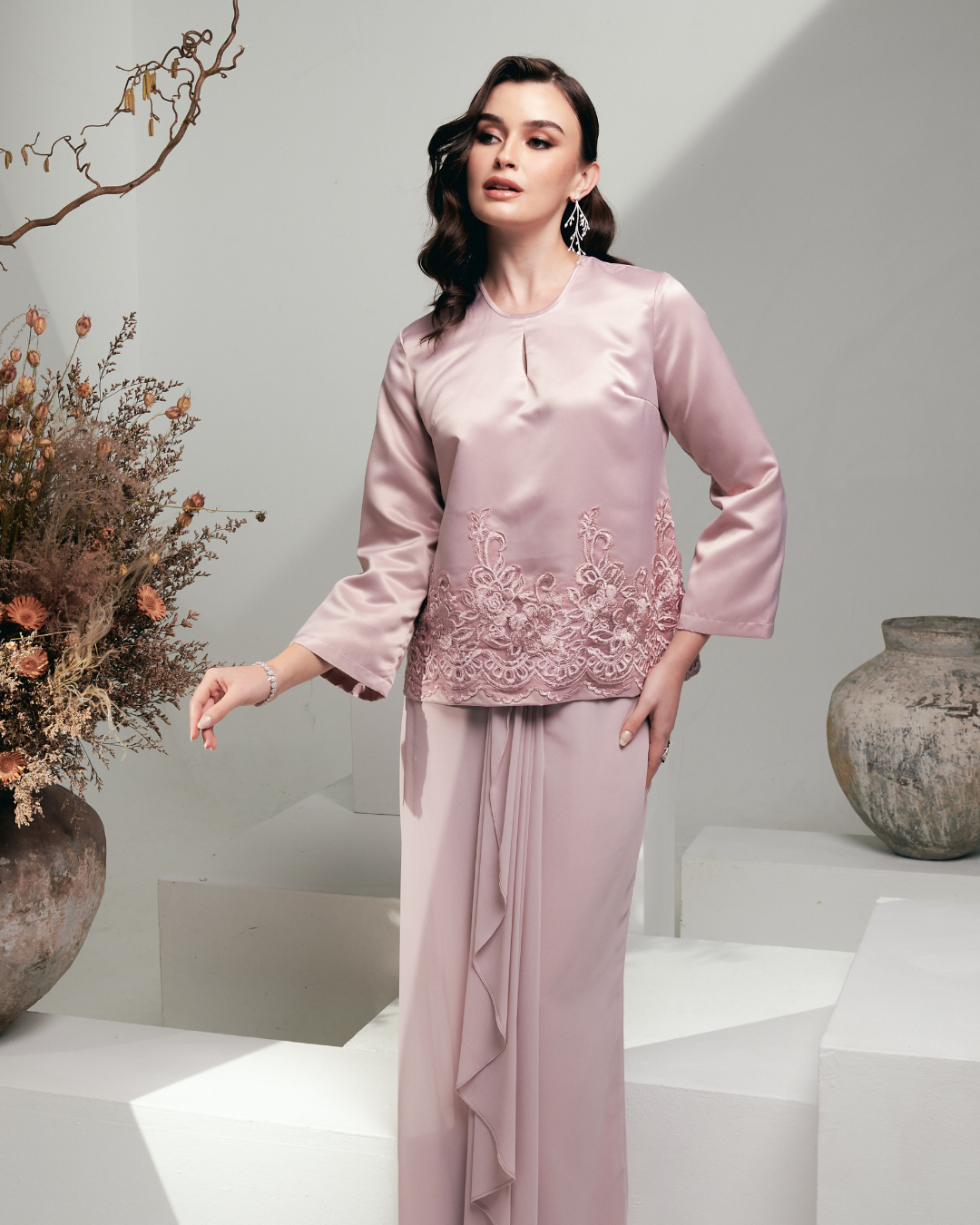 Baju Kurung Rosaville Mauve Front