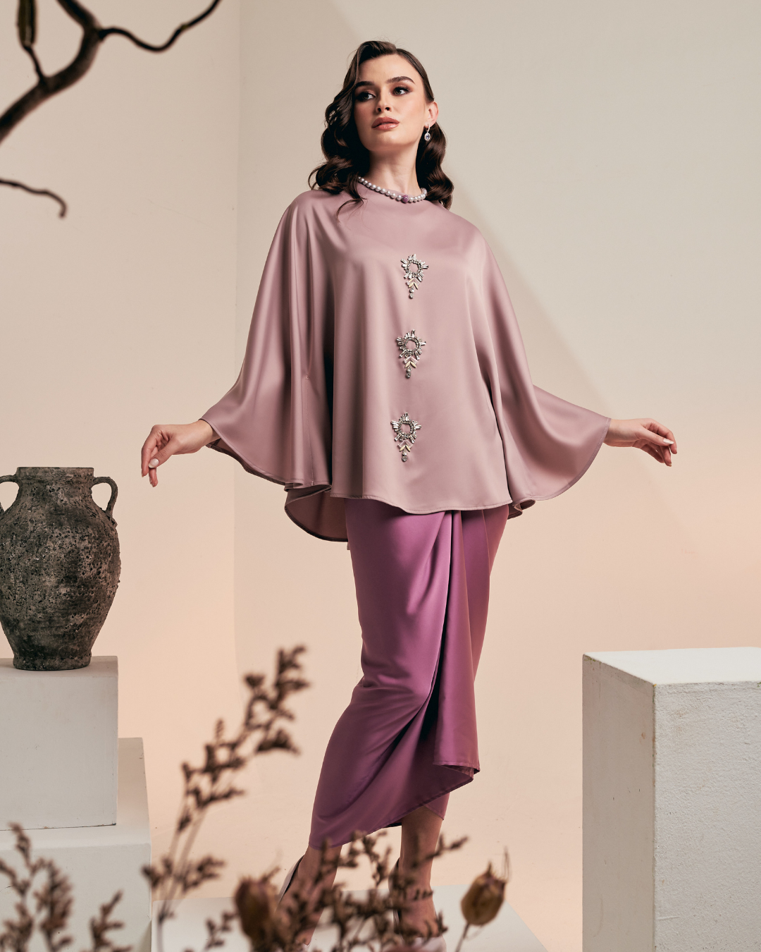 Baju Kurung Blouse Savonne Mauve Full Lenght