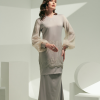 CATHERINE Satin Lace Bishop Sleeves Grey Full Lenght