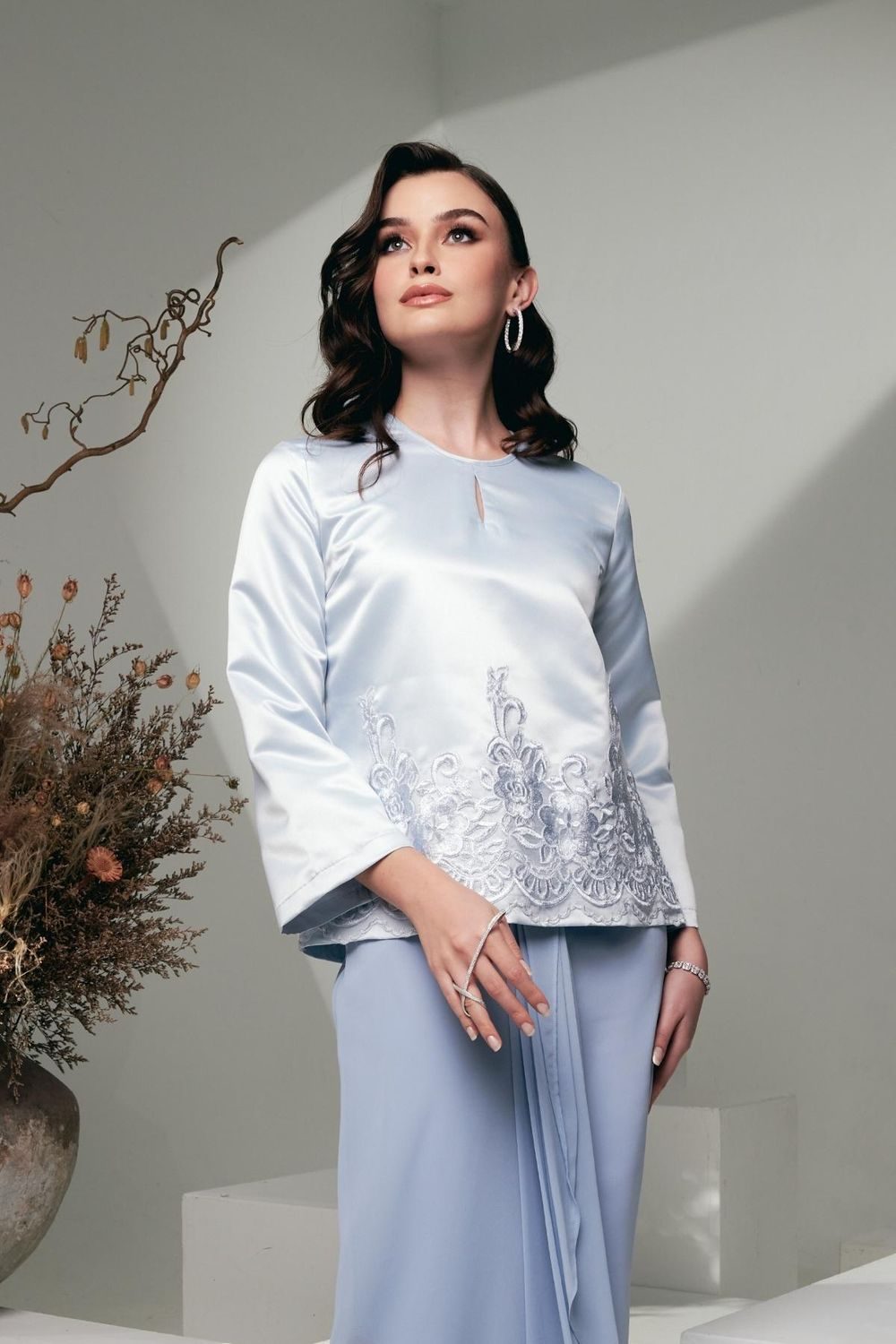 Malaysian baju kurung satin best sale