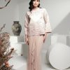 ROSAVILLE Kurung Satin Duchess Lace Ruffled Skirt Champagne Front