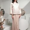 ROSAVILLE Kurung Satin Duchess Lace Ruffled Skirt Champagne Front 2