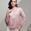 ROSAVILLE Kurung Satin Duchess Lace Ruffled Skirt Mauve Close Up