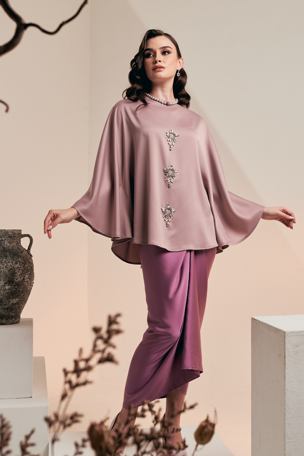 SAVONNE Top Batwing Satin Matte – Mauve