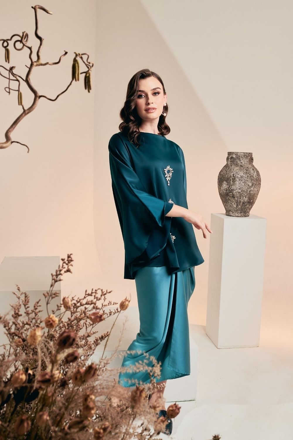 Baju Kurung Blouse Savonne Emerald Full Lenght