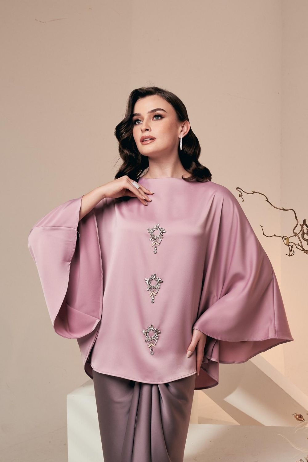 SAVONNE Top Batwing Satin Matte – Lilac