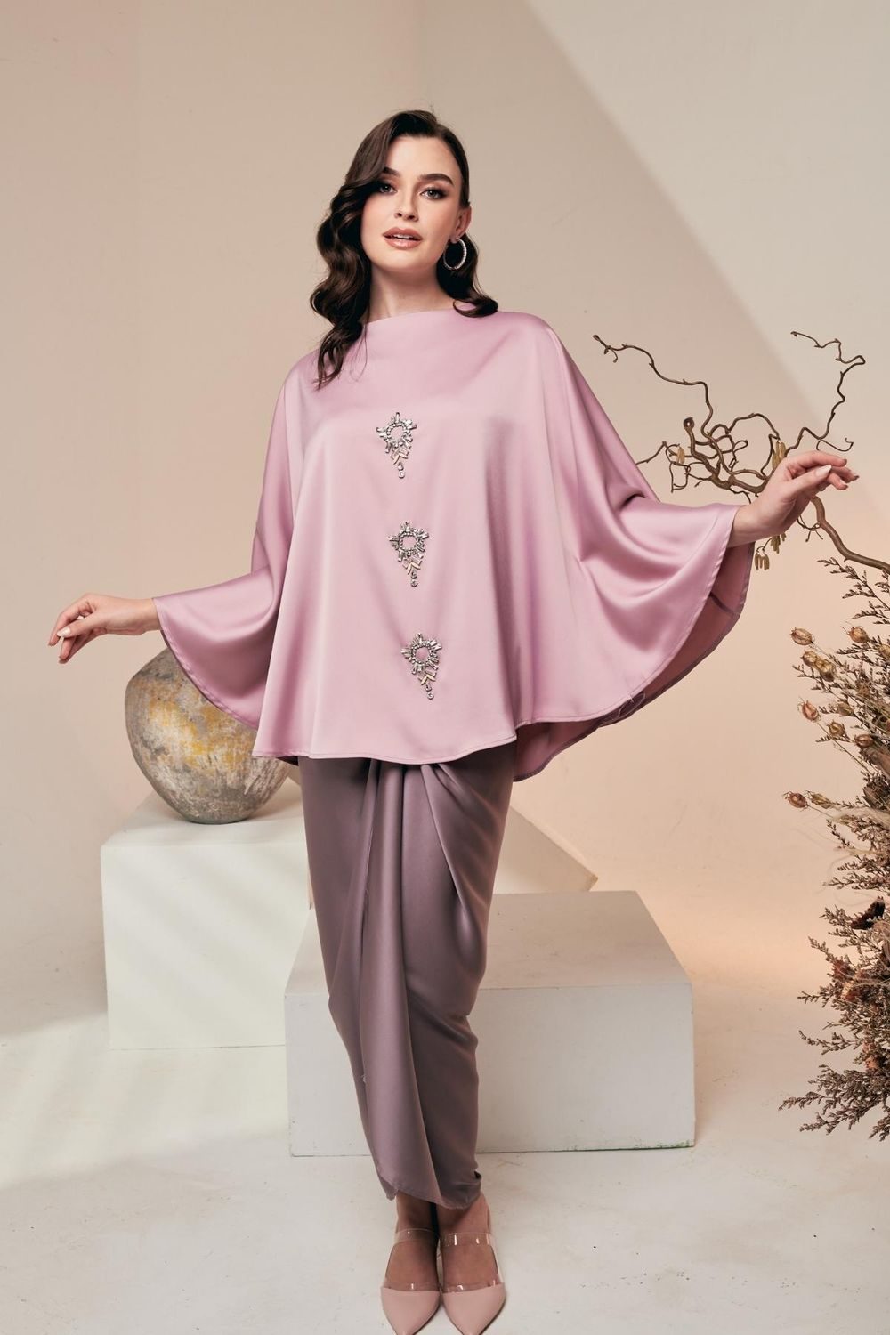 Baju Kurung Blouse Savonne Lilac Full Length